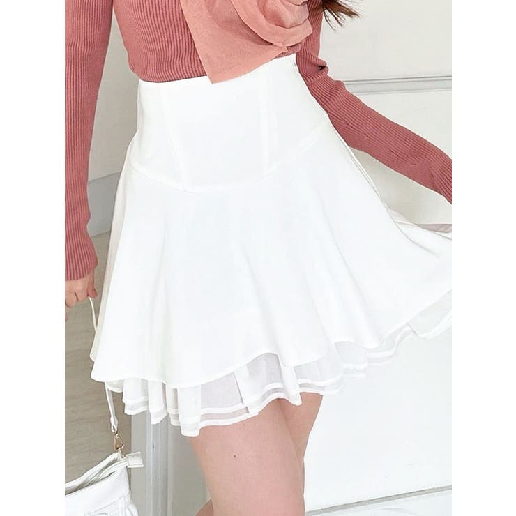ホワイト | アシンメトリーフレアミニスカート | RESEXXY