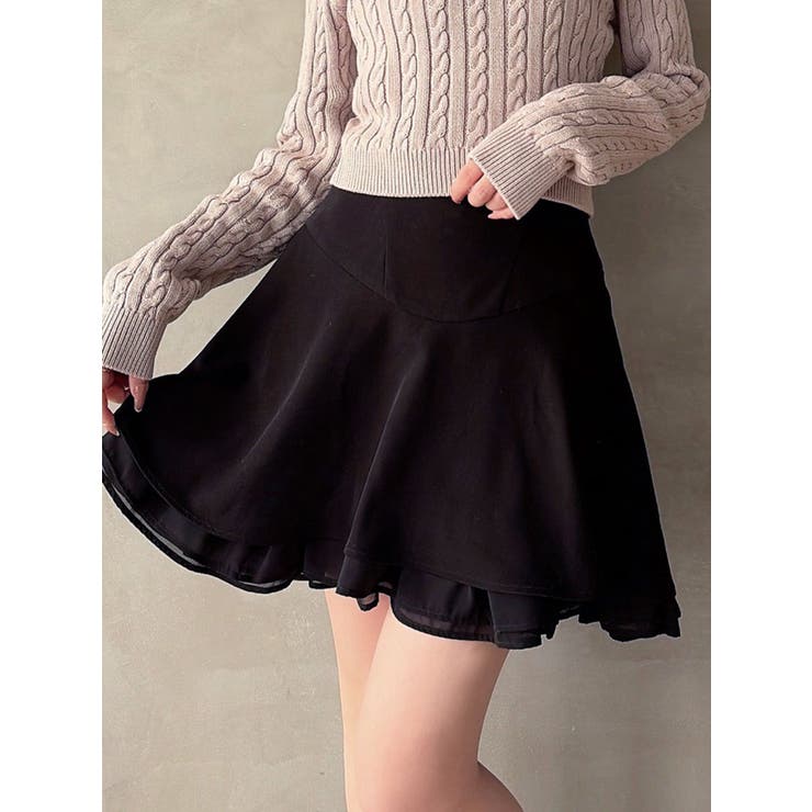 ブラック | アシンメトリーフレアミニスカート | RESEXXY