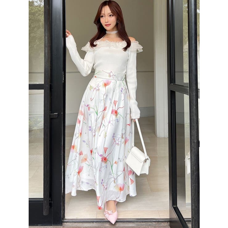 【memorif.】フラワーロングフレアスカート | RESEXXY | 詳細画像2 