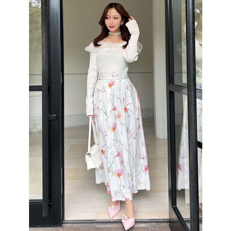 【memorif.】フラワーロングフレアスカート | RESEXXY | 詳細画像3 