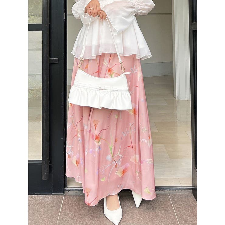 オレンジ | 【memorif.】フラワーロングフレアスカート | RESEXXY