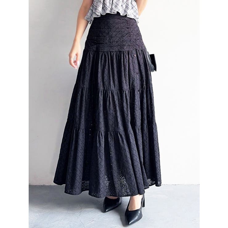 ブラック | ティアードコットンロングスカート | RESEXXY