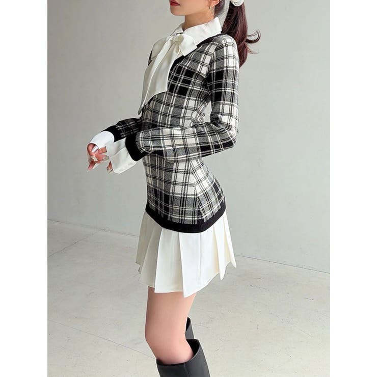 ブラック | シャツドッキングニットワンピース | RESEXXY