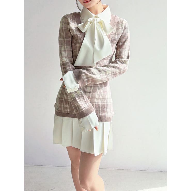 ベージュ | シャツドッキングニットワンピース | RESEXXY