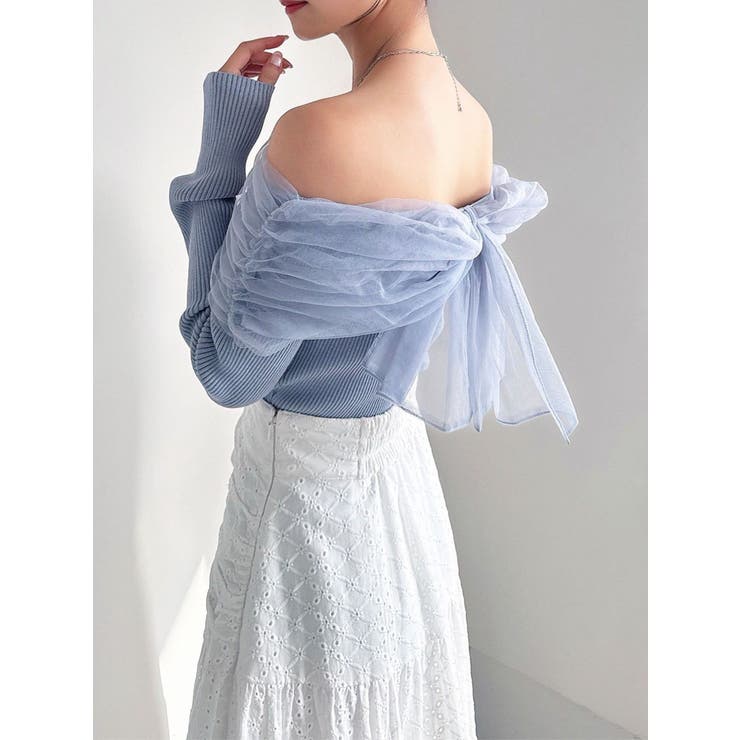 バックリボンオフショルニットトップス | RESEXXY | 詳細画像1 