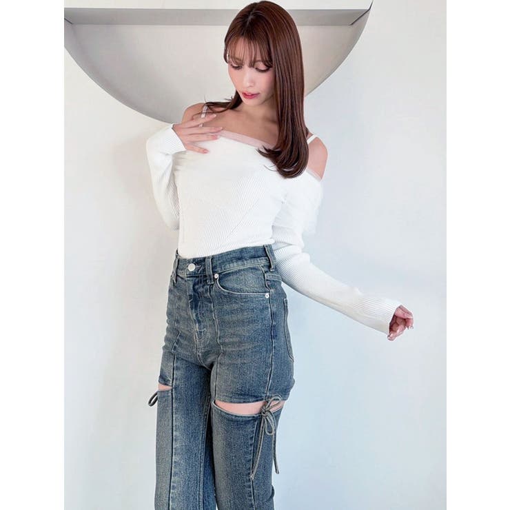 バックリボンオフショルニットトップス | RESEXXY | 詳細画像14 