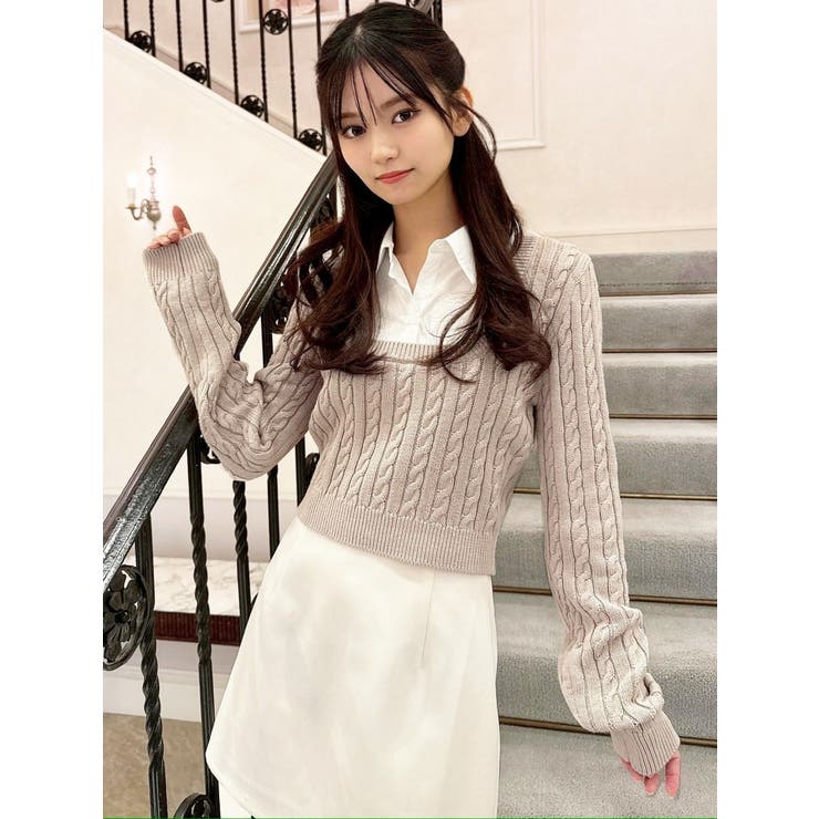 シャツドッキングケーブルニットトップス | RESEXXY | 詳細画像10 