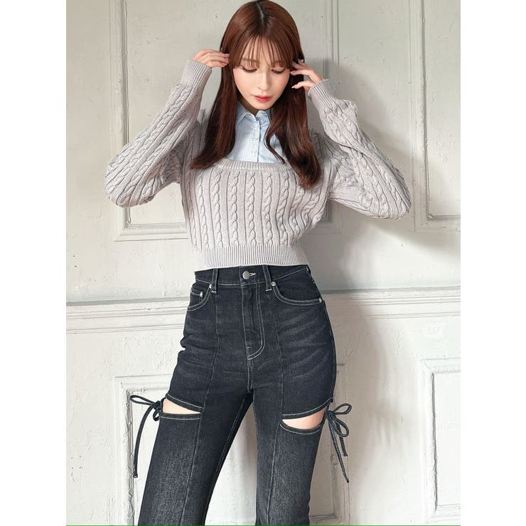 シャツドッキングケーブルニットトップス | RESEXXY | 詳細画像13 