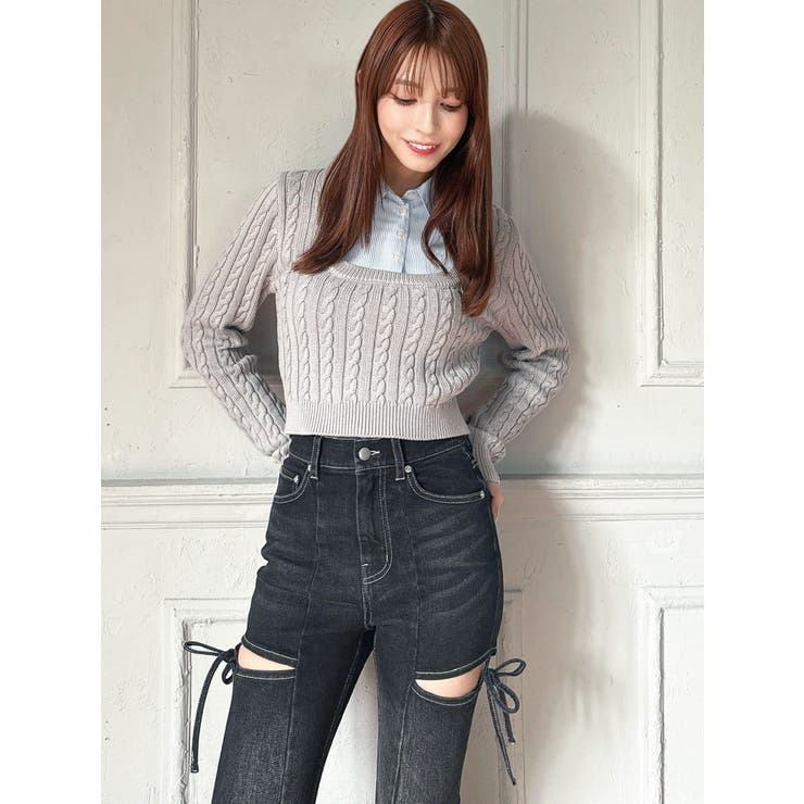 シャツドッキングケーブルニットトップス | RESEXXY | 詳細画像14 