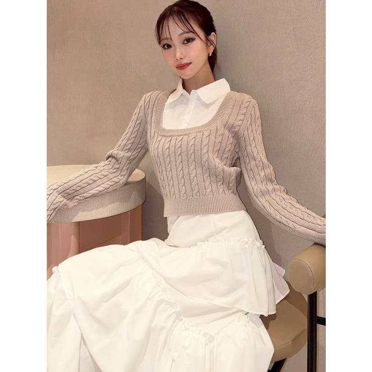 シャツドッキングケーブルニットトップス | RESEXXY | 詳細画像16 