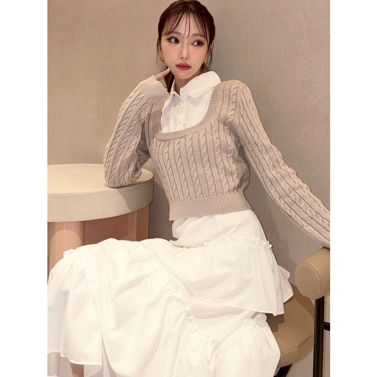 シャツドッキングケーブルニットトップス | RESEXXY | 詳細画像18 