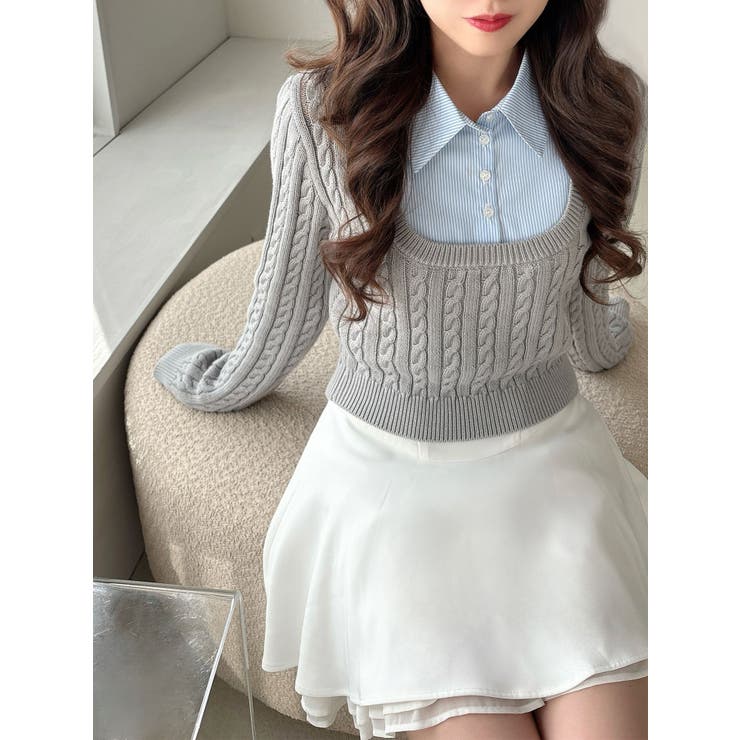 シャツドッキングケーブルニットトップス | RESEXXY | 詳細画像19 