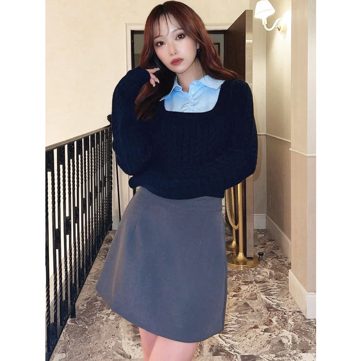 シャツドッキングケーブルニットトップス | RESEXXY | 詳細画像6 