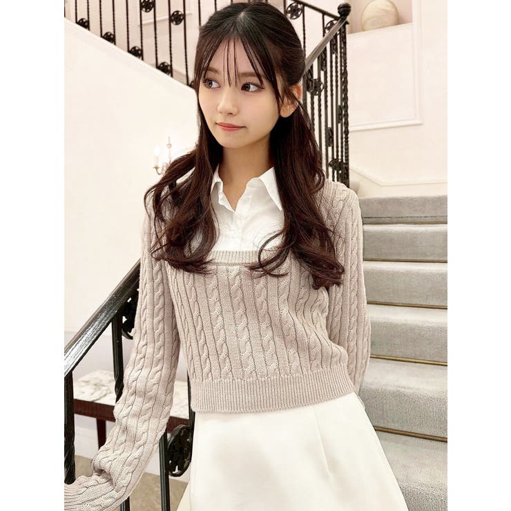 シャツドッキングケーブルニットトップス | RESEXXY | 詳細画像9 