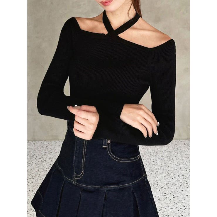 ブラック | フロントクロスリブニットプルオーバー | RESEXXY