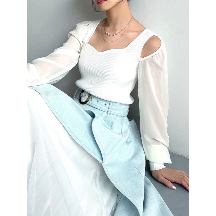 ホワイト | シアースリーブニットプルオーバー | RESEXXY