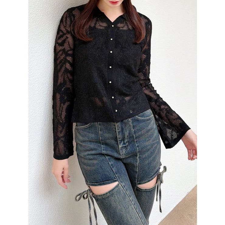 ブラック | シアーポロニットトップス | RESEXXY