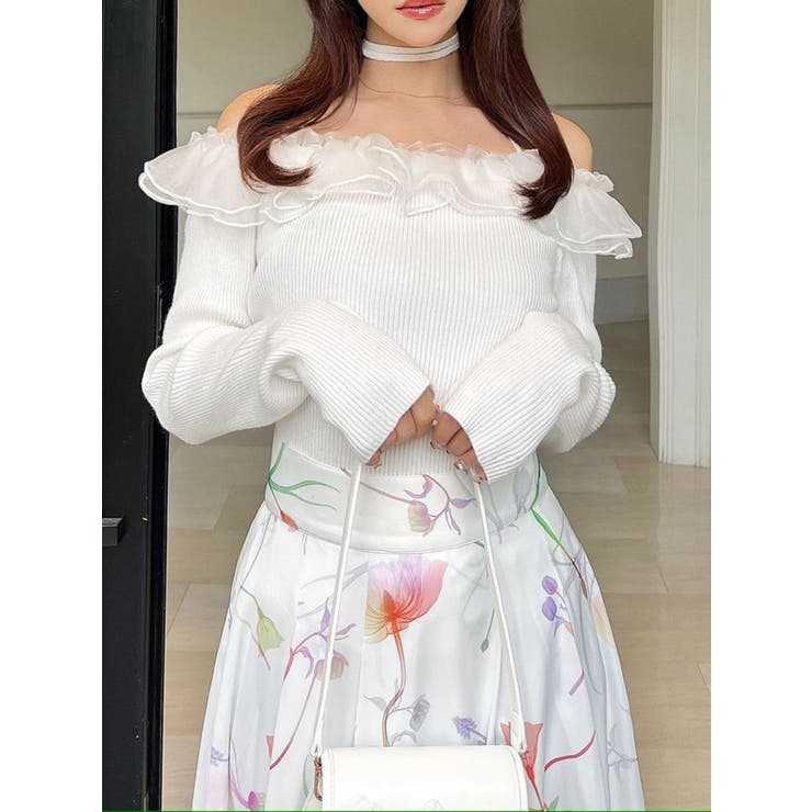 シアーコンビオフショルニットトップス | RESEXXY | 詳細画像1 