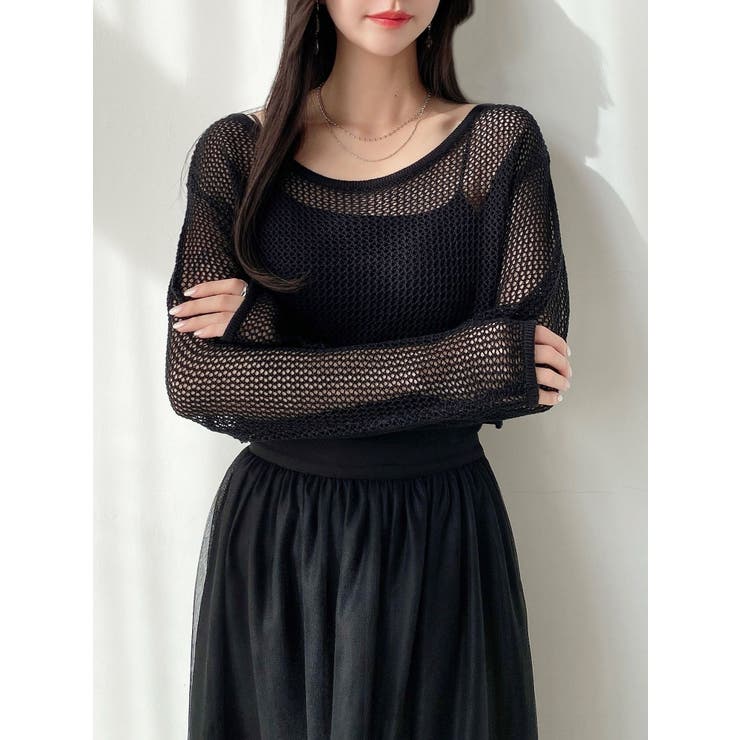 透かし編みクロップドニットトップス | RESEXXY | 詳細画像13 