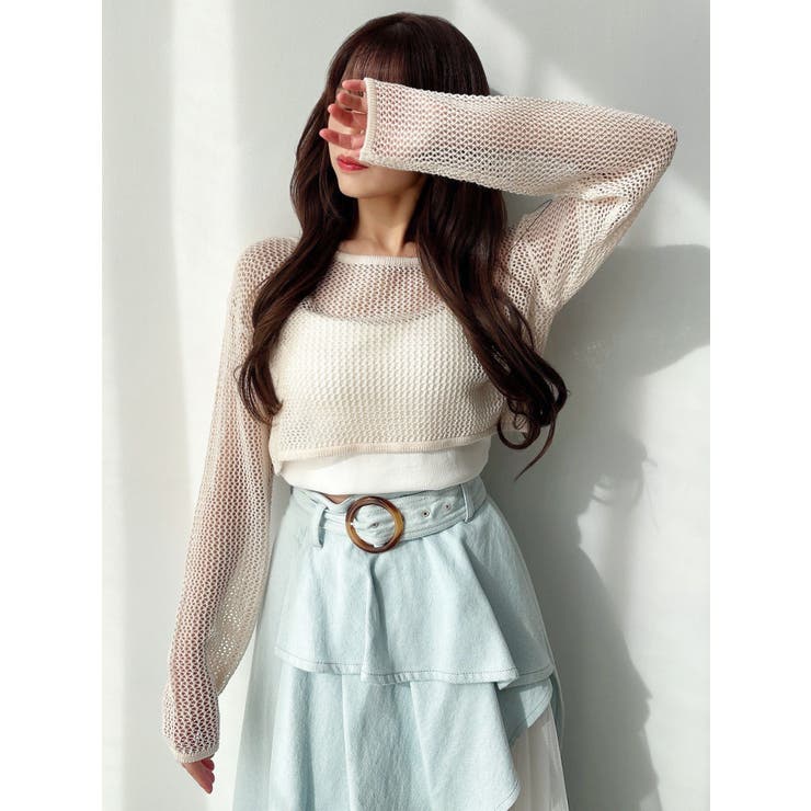 透かし編みクロップドニットトップス | RESEXXY | 詳細画像18 