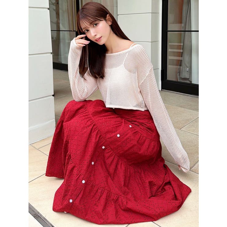 透かし編みクロップドニットトップス | RESEXXY | 詳細画像2 