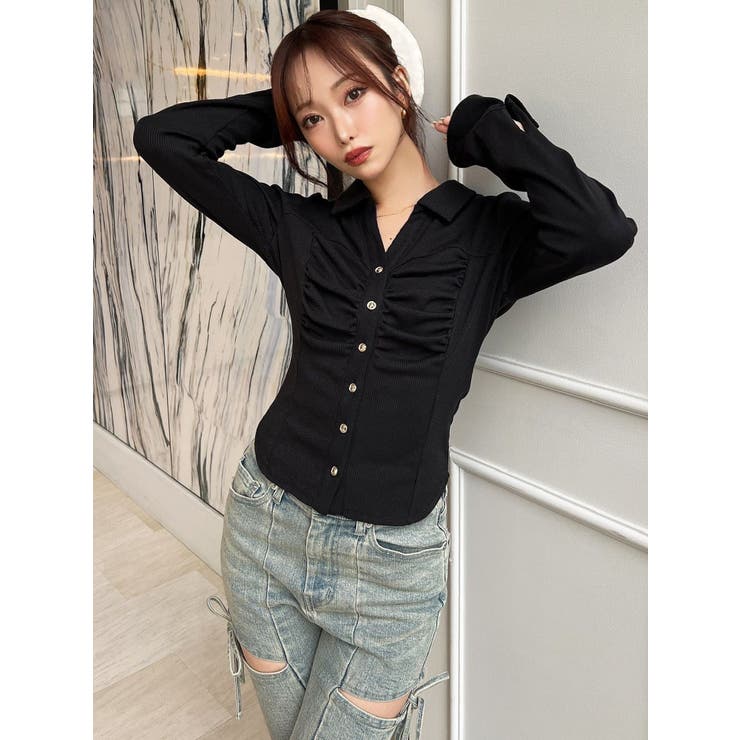 フロントギャザーリブトップス | RESEXXY | 詳細画像2 