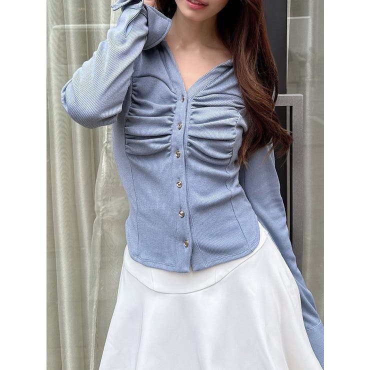 ブルー | フロントギャザーリブトップス | RESEXXY