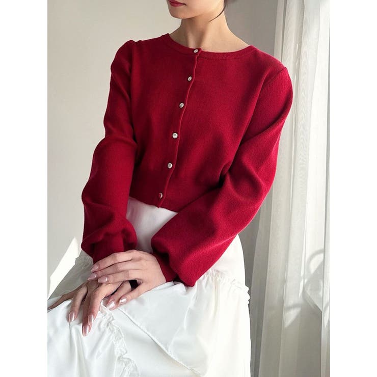 レッド | クルーネックニットカーディガン | RESEXXY