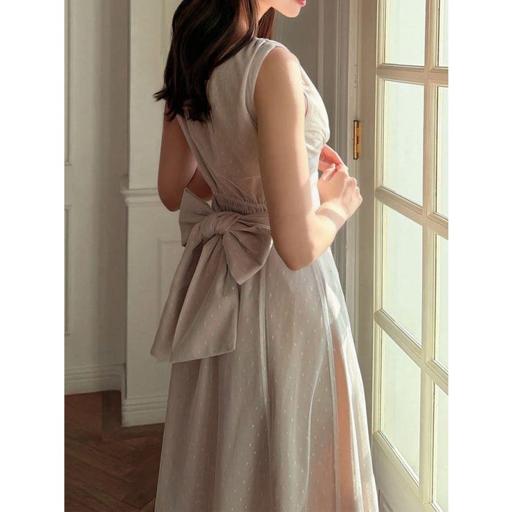 ベージュ | ドットチュールレイヤードワンピース | RESEXXY