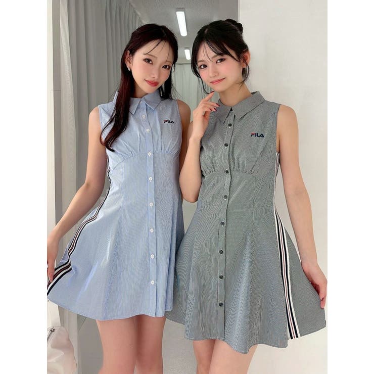 ブラック | 【FILA】サイドラインシャツワンピース | RESEXXY