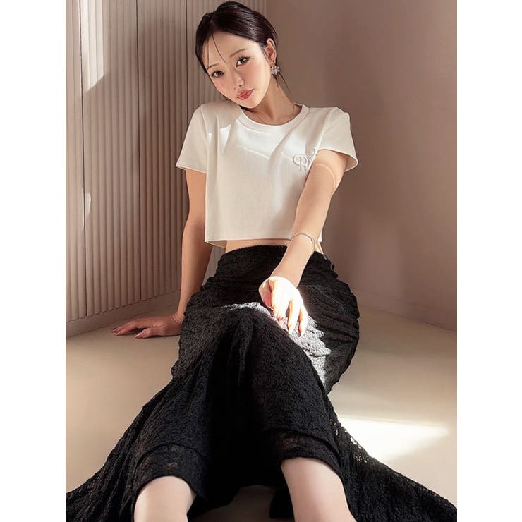ホワイト | エンボスロゴクロップドTシャツ | RESEXXY