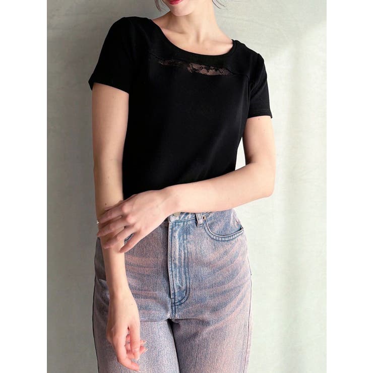 ブラック | ポイントレースTシャツ | RESEXXY
