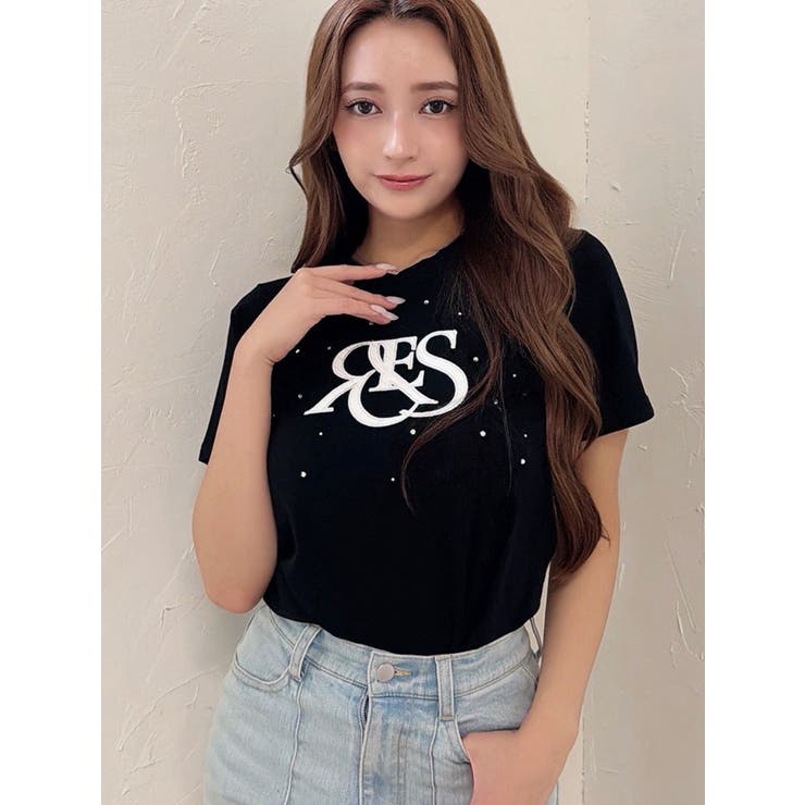 ブラック | ポイントロゴデザインTシャツ | RESEXXY