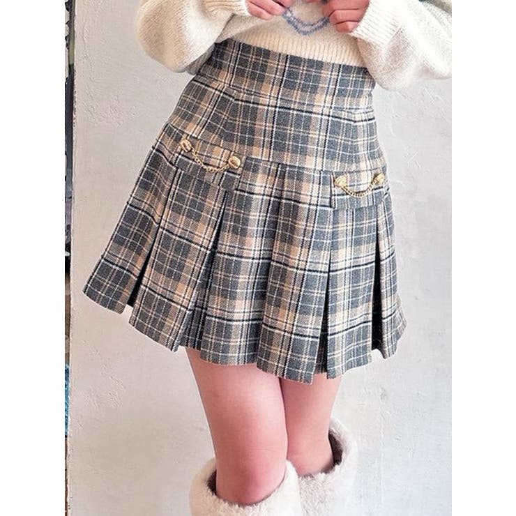 ベージュ | ゴールドポイントプリーツミニスカート | RESEXXY