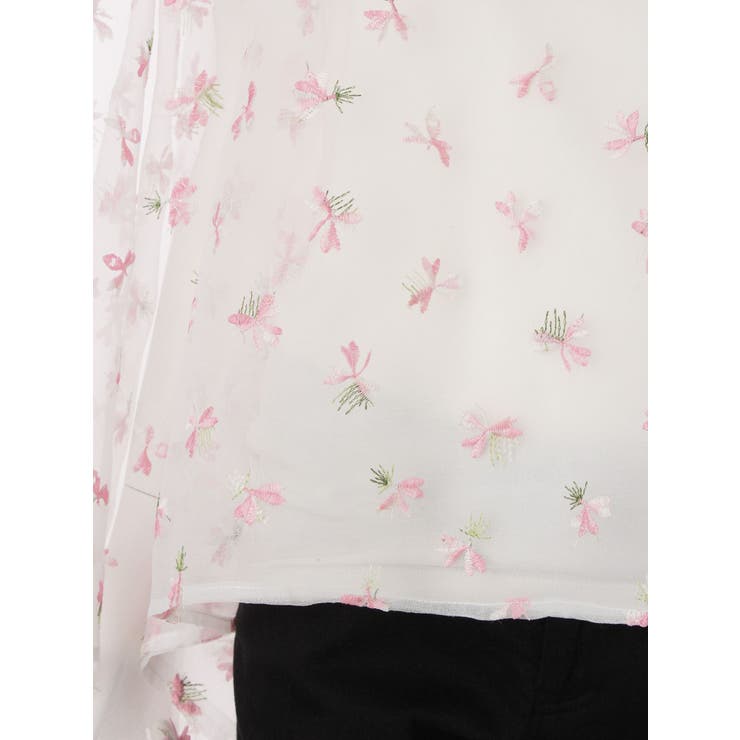 おはな刺繍のスクエアTOPS[品番：MKSW0019628]｜merry jenny 