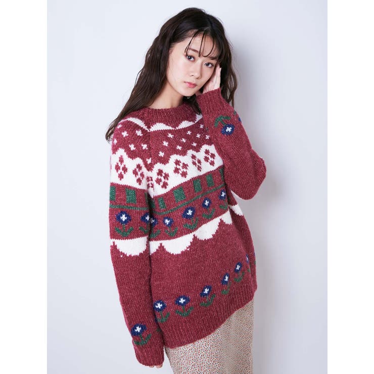 flowerノルディックニット[品番：MKSW0020894]｜merry jenny