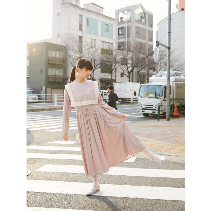 レースカラーセーラーワンピース[品番：MKSW0020917]｜merry jenny