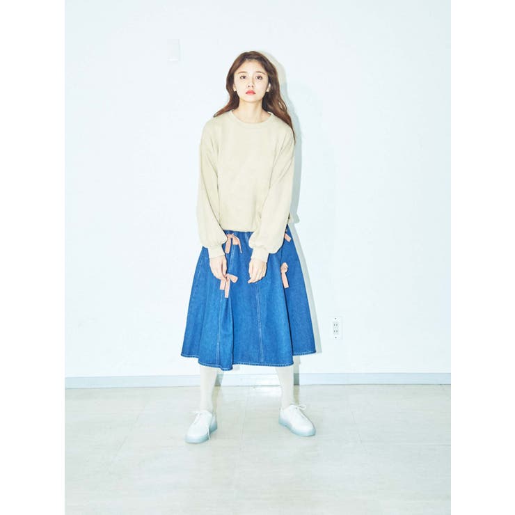 merry jenny デニムリボンジャケット&デニムリボンプリーツミニスカート メリージェニー merry jenny 【セットアップ着用可能】リボン