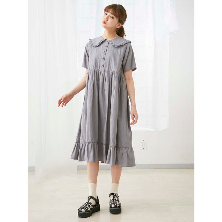 ハイショクレースカラーシャツワンピース[品番：MKSW0021011]｜merry