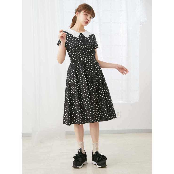 ドットスカラップワンピース[品番：MKSW0021018]｜merry jenny
