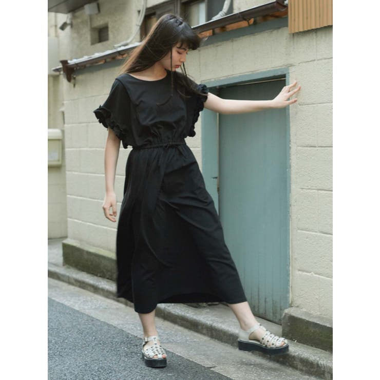 merry jenny フリルノースリーブロングワンピース merry jenny フリル付きノースリーブロングワンピース フリルスリーブ