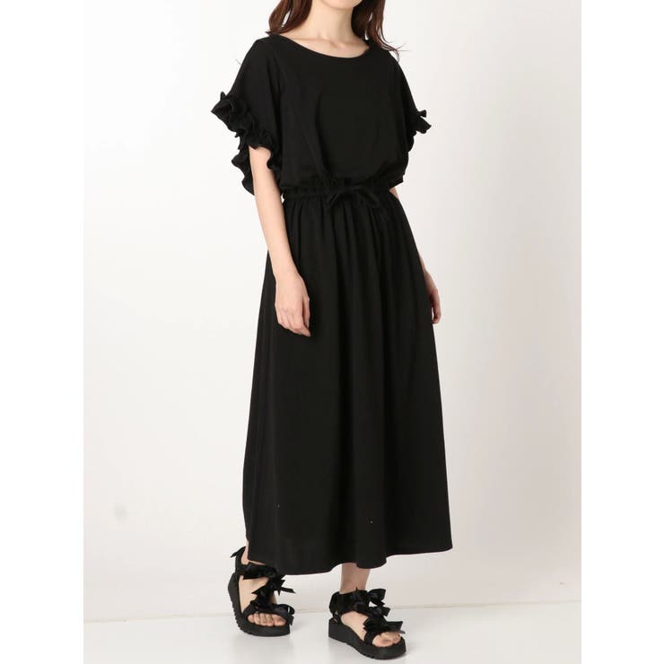 フリルスリーブロングカットワンピース[品番：MKSW0021483]｜merry