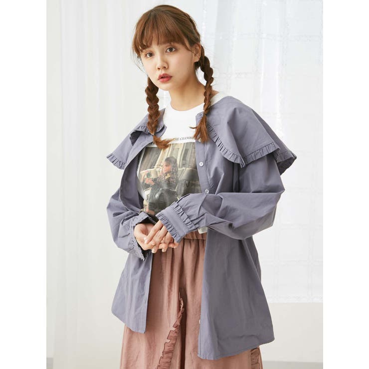 bigカラーロングシャツ[品番：MKSW0021030]｜merry jenny