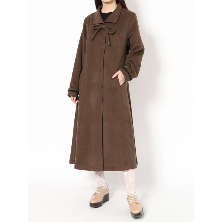 リボンAラインロングコート[品番：MKSW0022866]｜merry jenny  