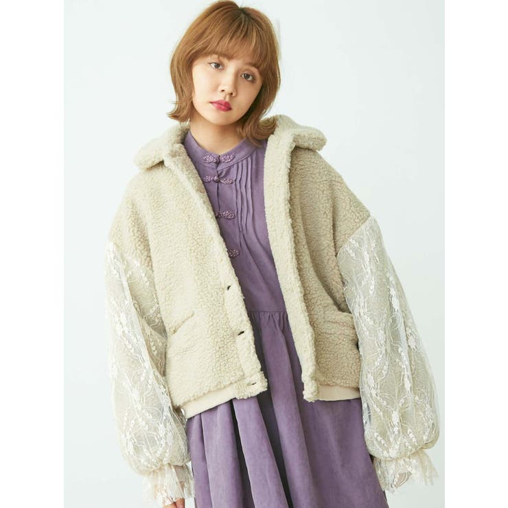 スリーブレースボアジャン[品番：MKSW0025924]｜merry  jenny（メリージェ二ー）のレディースファッション通販｜SHOPLIST（ショップリスト）
