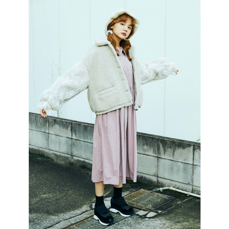 スリーブレースボアジャン[品番：MKSW0025924]｜merry  jenny（メリージェ二ー）のレディースファッション通販｜SHOPLIST（ショップリスト）