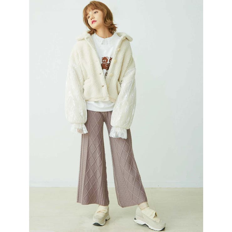 スリーブレースボアジャン[品番：MKSW0025924]｜merry  jenny（メリージェ二ー）のレディースファッション通販｜SHOPLIST（ショップリスト）