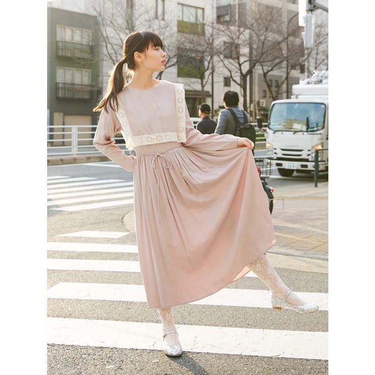 レースカラーセーラーワンピース[品番：MKSW0026438]｜merry jenny