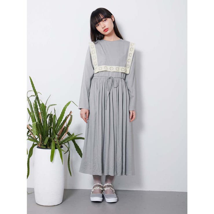 レースカラーセーラーワンピース[品番：MKSW0026438]｜merry jenny