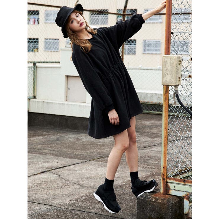 フリースドルマンミニワンピース[品番：MKSW0026557]｜merry jenny